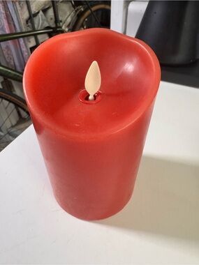 Luminara Flameless Red LED Pillar Candle - Classic Battery-Operated Accent